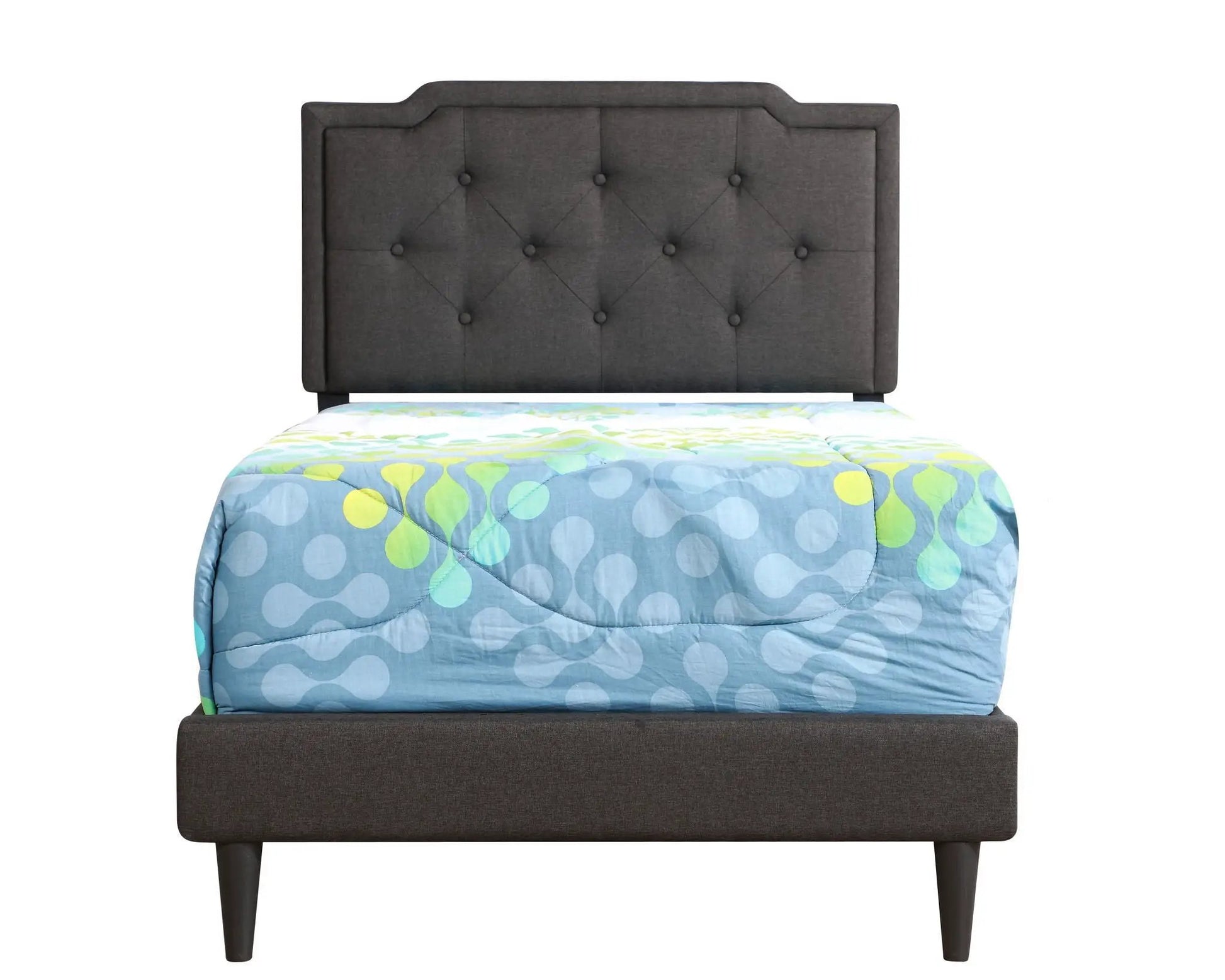 Button Tufted Bed dark gray upholstered with diamond tufting by Unique Piece Furniture on Tampa Home & Garden Store