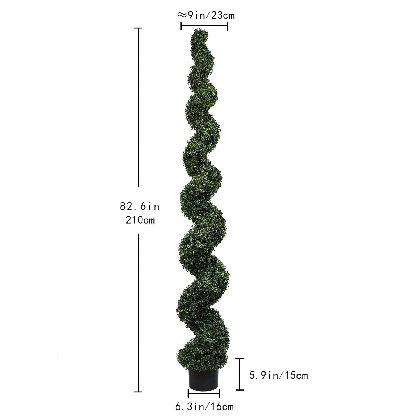 Faux spiral topiary plant in black pot, 82.6in tall, HouseOfZazla, Home & Garden on Tampa Home & Garden Store