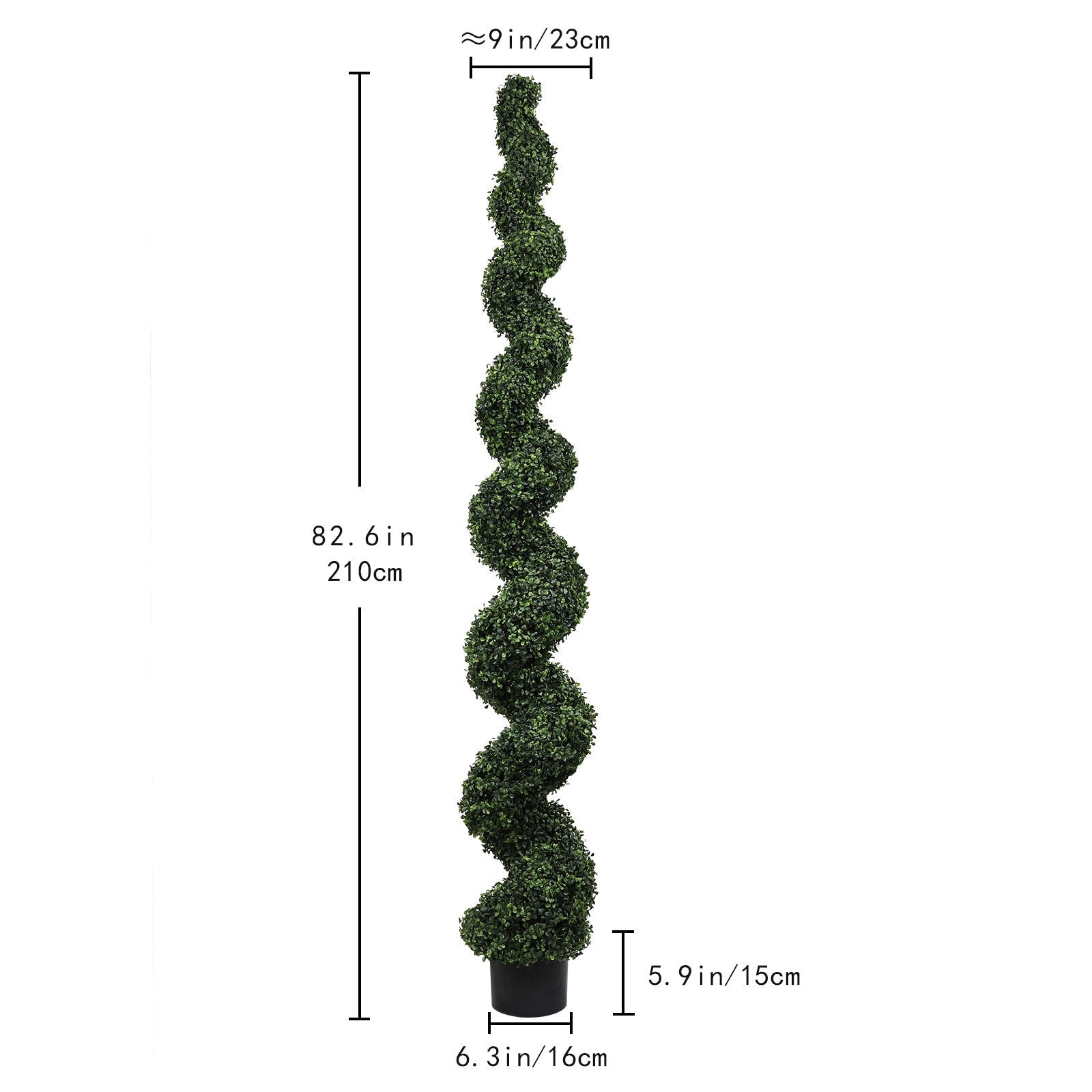 Faux spiral topiary plant in black pot, 82.6in tall, HouseOfZazla, Home & Garden on Tampa Home & Garden Store