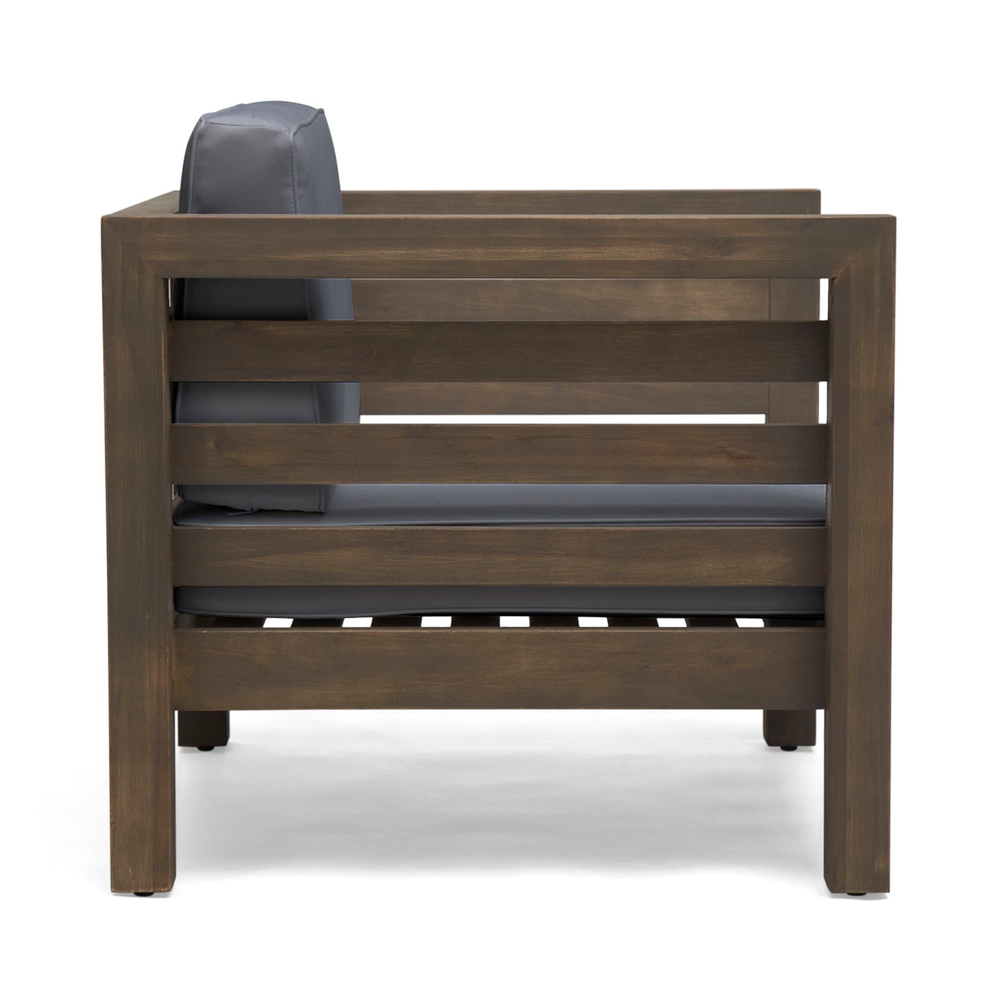 Outdoor Acacia Wood Patio Chair With Fabric Cushion gray on Tampa Home & Garden Store