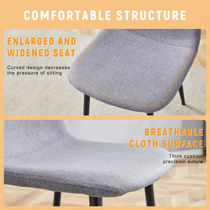 Linen Cotton Dining Chair Set in Light Gray