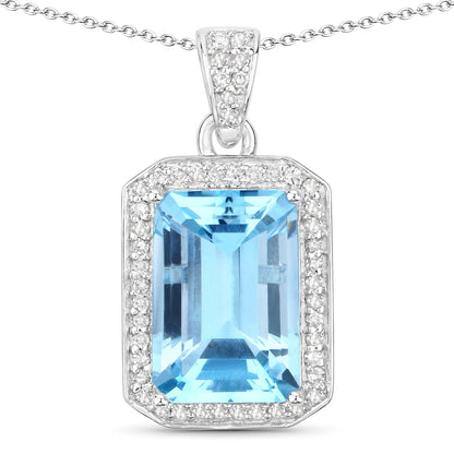 Blue topaz pendant with a halo of white diamonds in a sterling silver setting by Bids.com on Tampa Home & Garden Store