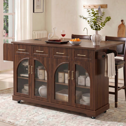 The K&K Kitchen Island With Storage And Drop Leaf