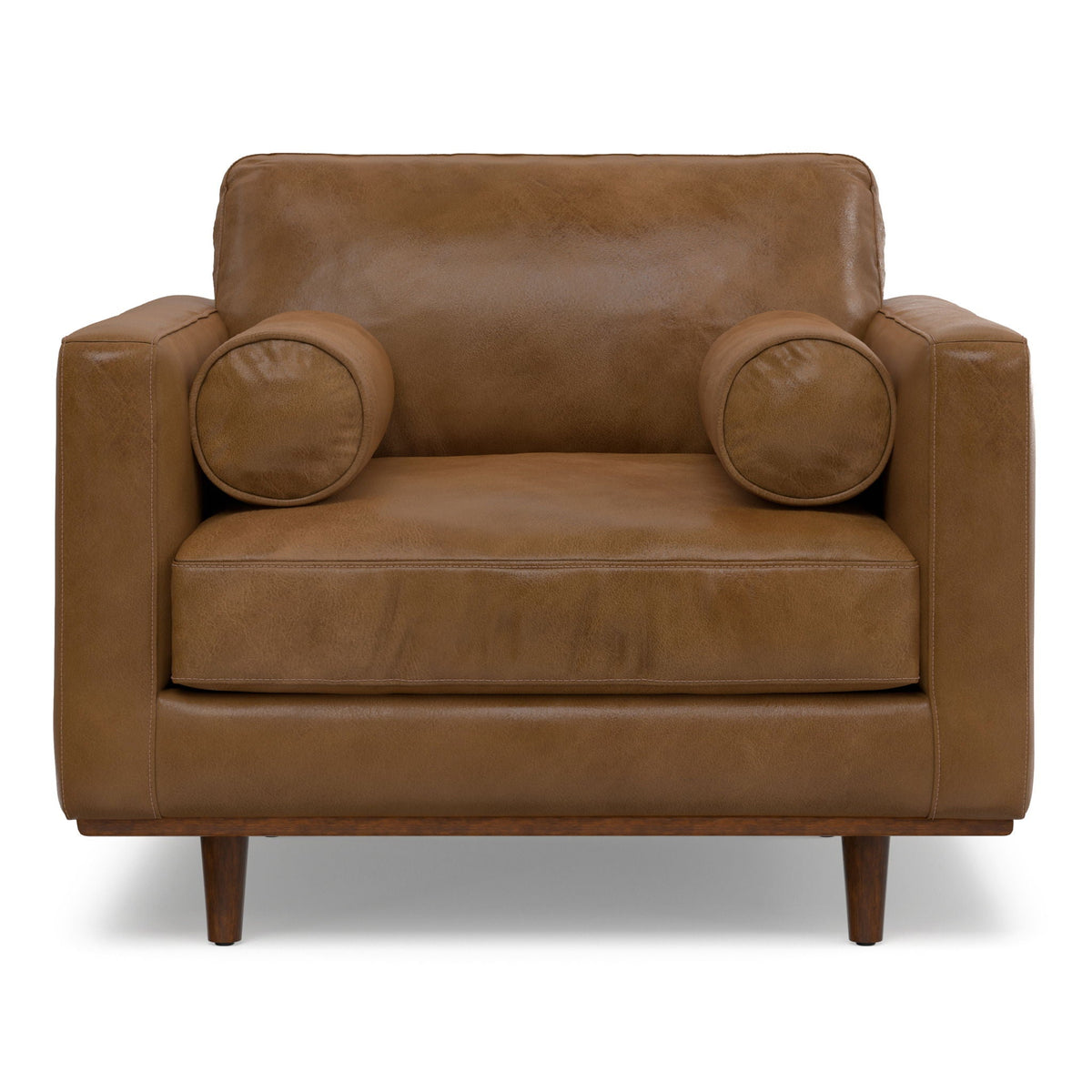 Wide Arm Chair with Removable Cushions in brown leather by HouseOfZazla Armchairs on Tampa Home & Garden Store