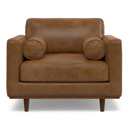 Wide Arm Chair with Removable Cushions in brown leather by HouseOfZazla Armchairs on Tampa Home & Garden Store