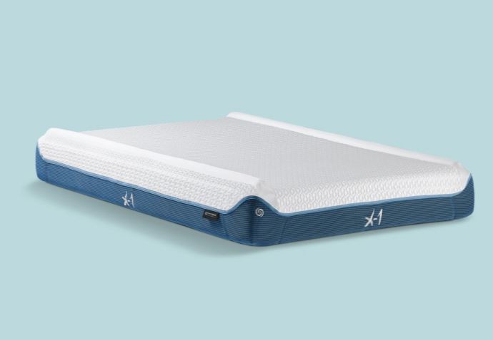 BedGear X-1 Edge Full Mattress by HouseOfZazla with blue side panels boxed on Tampa Home & Garden Store
