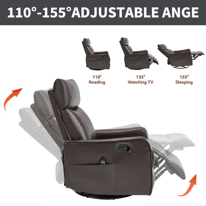 Brown faux leather heat massage manual recliner chair; set of 3 dark brown recliners on Tampa Home & Garden Store
