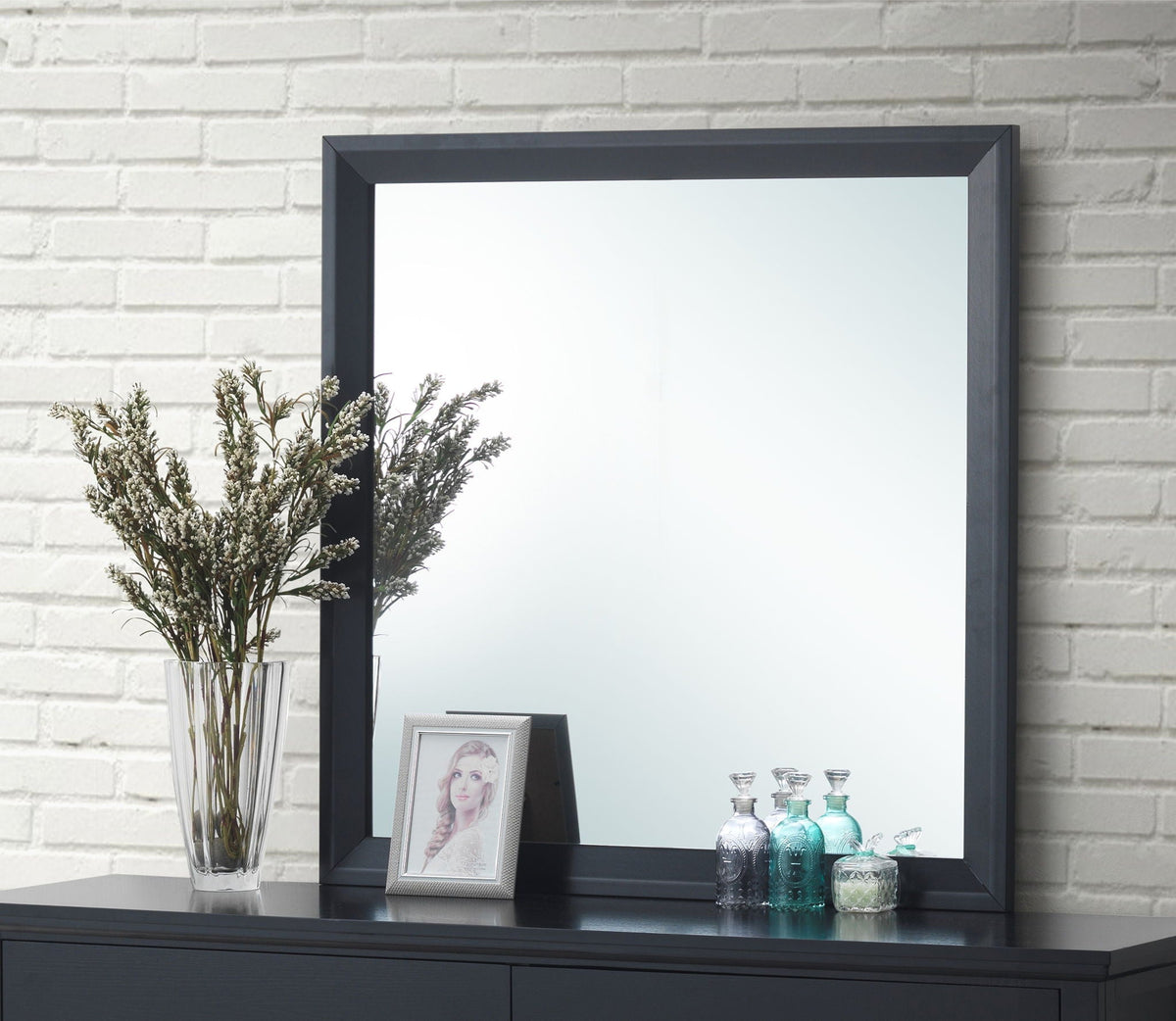 Primo Square Wall Mirror with dark charcoal frame on Tampa Home & Garden Store