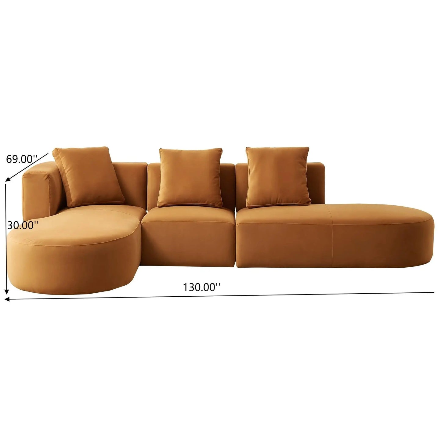 Orby Stylish Sectional Sofa by Unique Piece Furniture caramel leather with ottoman on Tampa Home & Garden Store