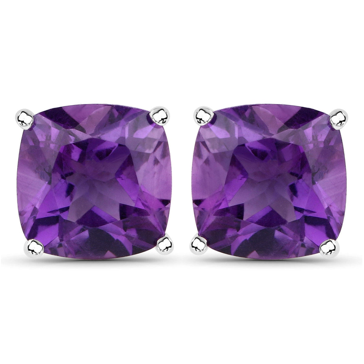 Genuine amethyst stud earrings, 5.20ct total, .925 sterling silver prong settings pair on Tampa Home & Garden Store