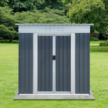 Outdoor Storage Sheds 6FTx4FT Pent Roof by HouseOfZazla with dark blue-gray metal siding on Tampa Home & Garden Store