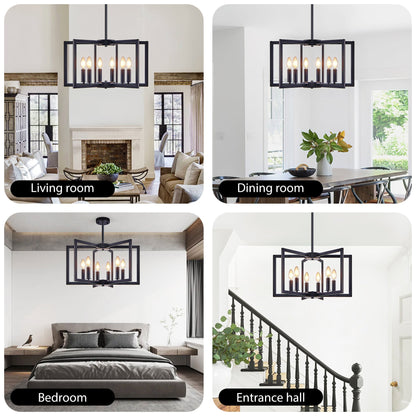 Chandelier 22' Modern Black Geometric 6-Light industrial metal pendant by HouseOfZazla on Tampa Home & Garden Store