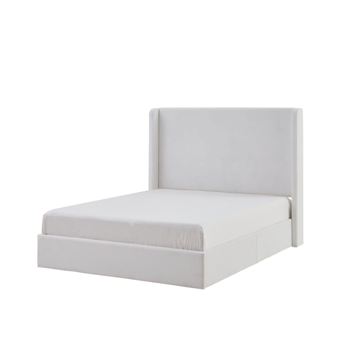 Carmen King Size Upholstered Bed white fabric headboard by HouseOfZazla on Tampa Home & Garden Store