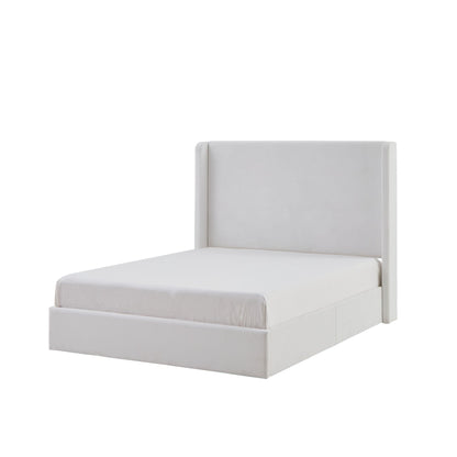 Carmen King Size Upholstered Bed white fabric headboard by HouseOfZazla on Tampa Home & Garden Store