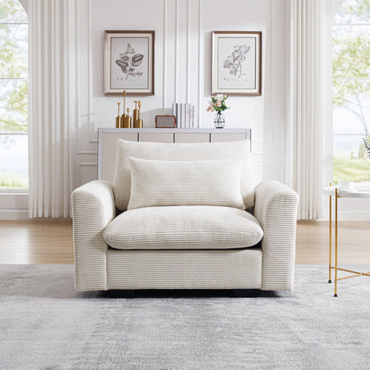 Beige Corduroy Deep Seat and Accent Chair