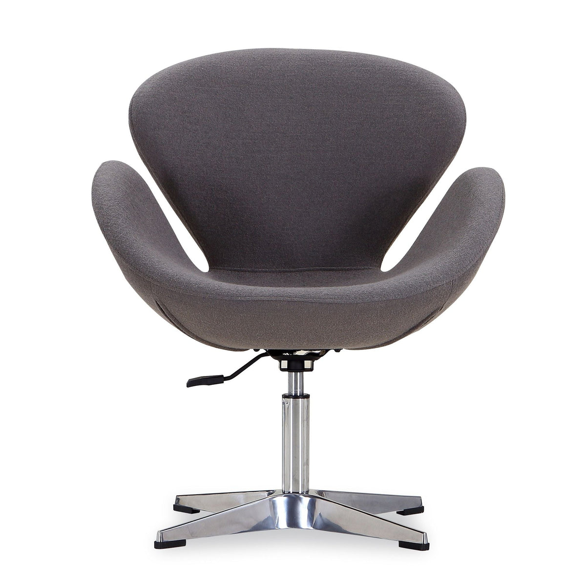 Raspberry Swivel Lounge Chair 360-degree rotation in dark gray fabric with chrome base on Tampa Home & Garden Store