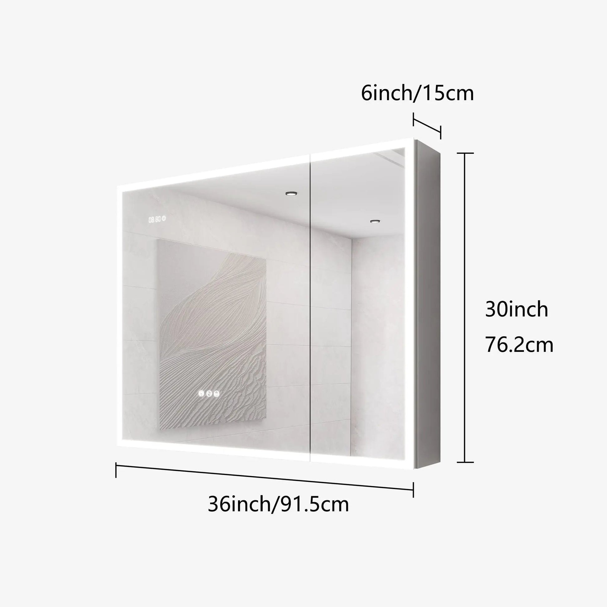 Medicine cabinet with LED lighting and defogger white frame, 36in wide by Unique Piece Furniture on Tampa Home & Garden Store