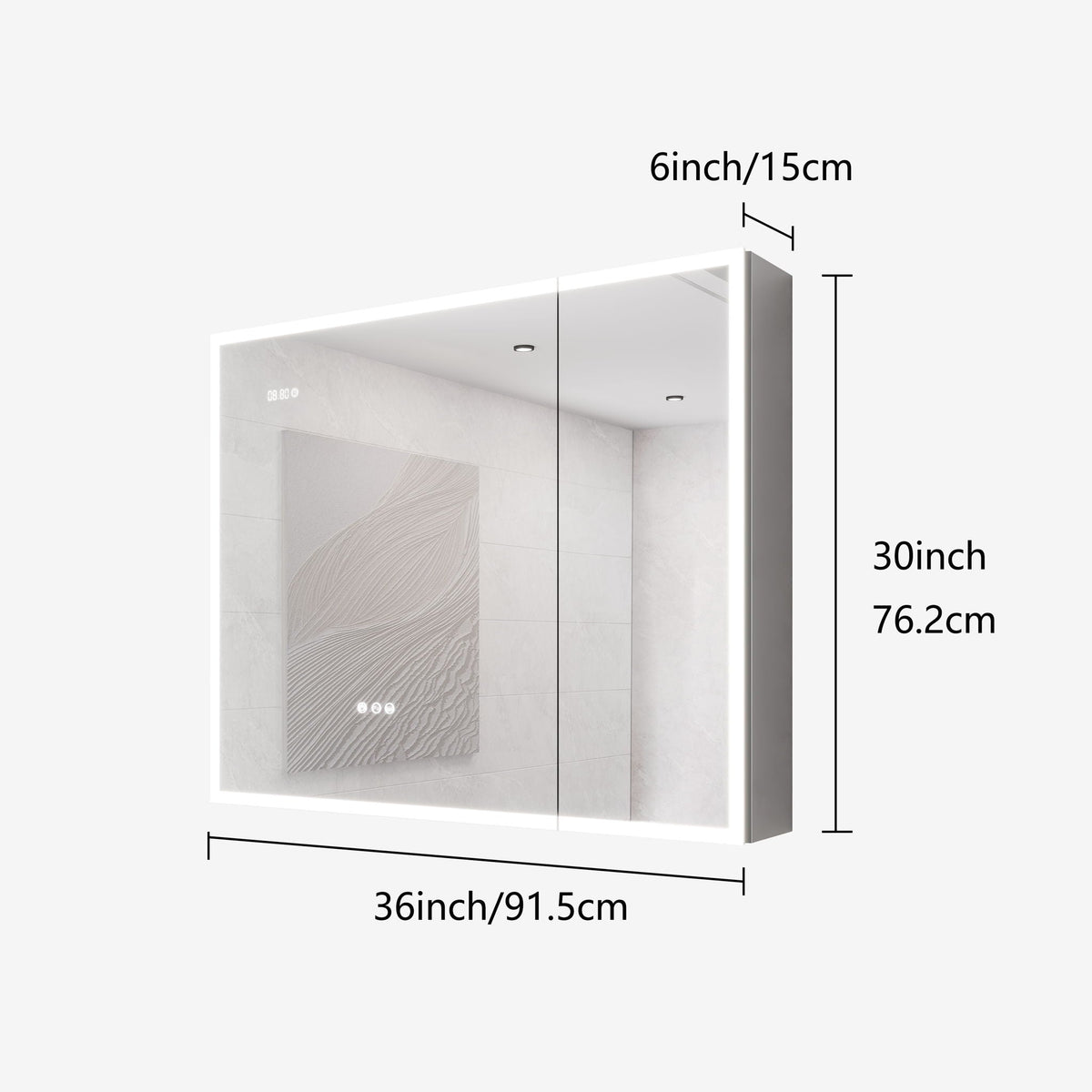 LED Medicine Cabinet 36-inch Pearl Silver with defogger and digital display HouseOfZazla on Tampa Home & Garden Store