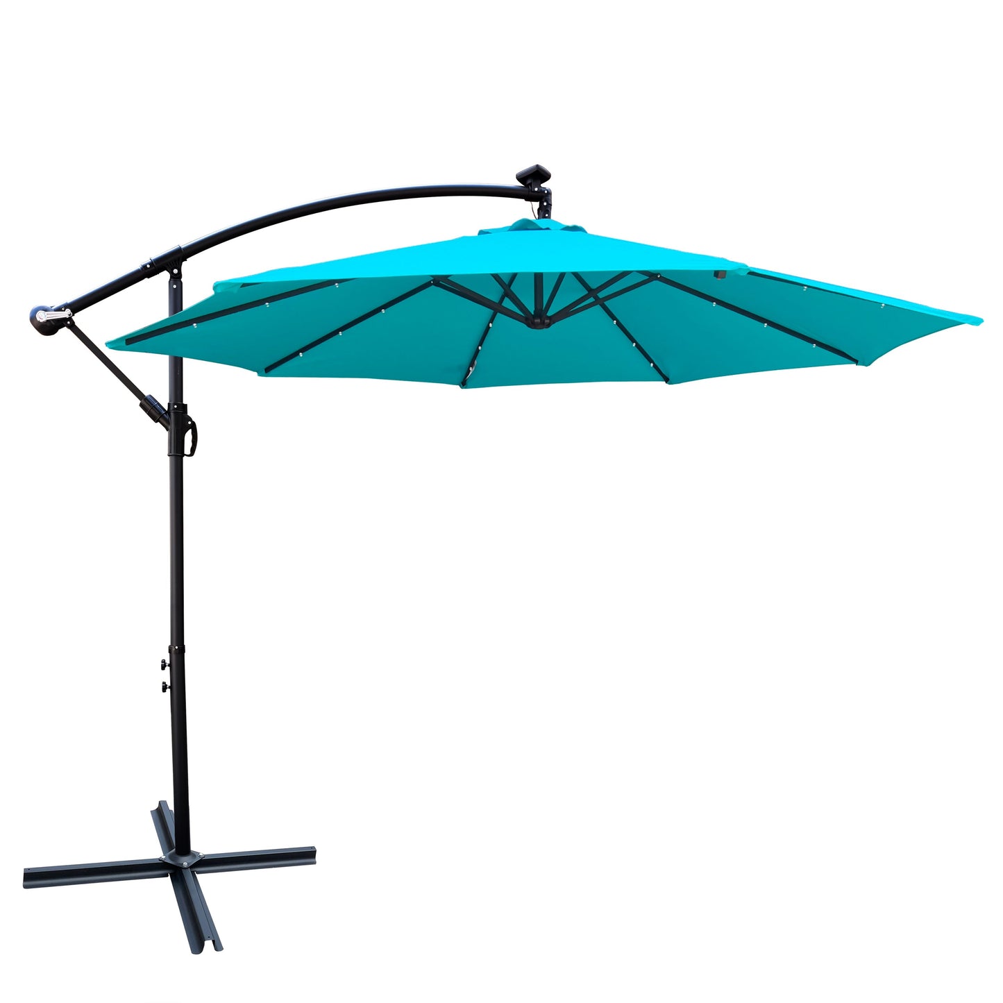 10 ft Outdoor Patio Umbrella teal with solar powered LED lighting on Tampa Home & Garden Store