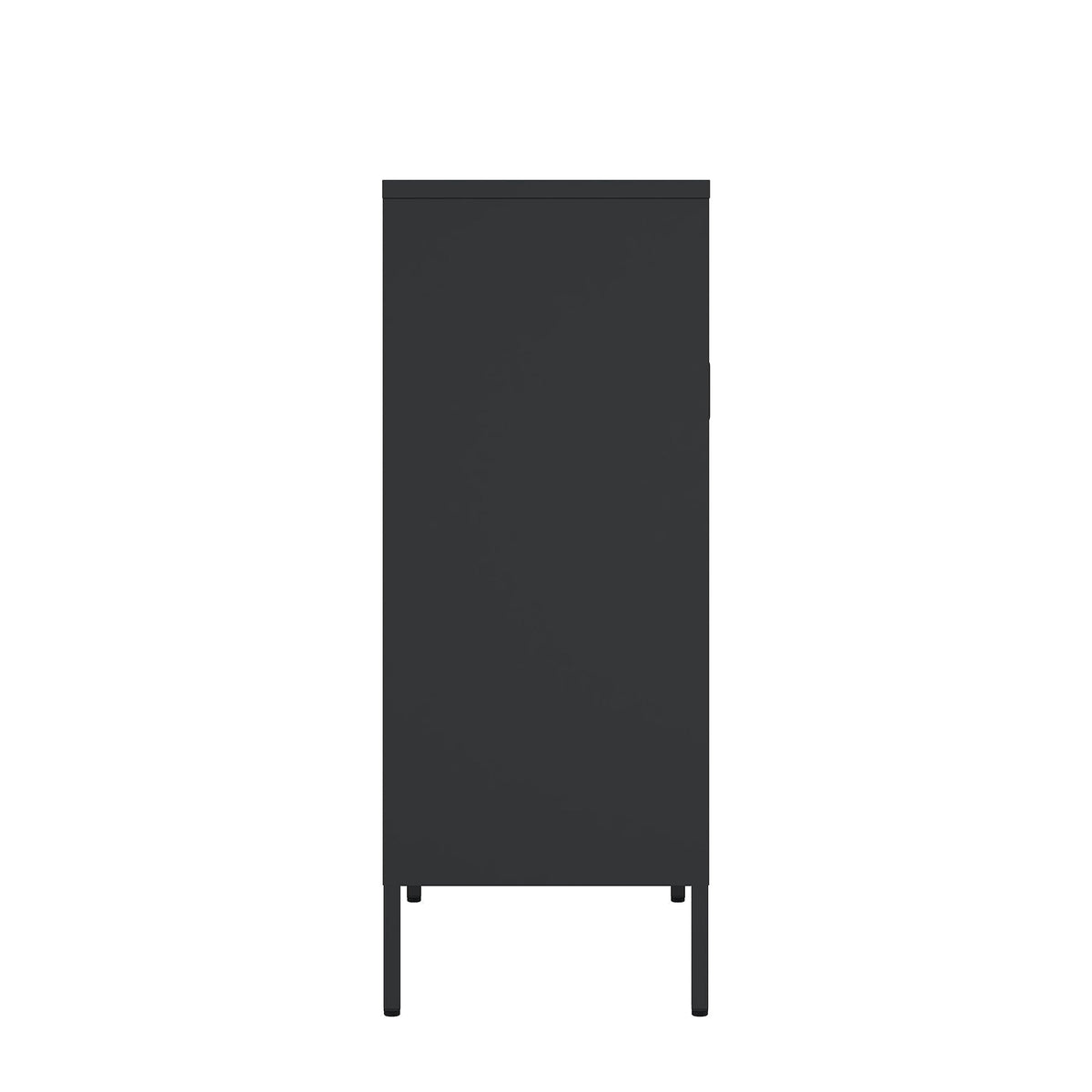 Metal accent cabinet HouseOfZazla, black finish with adjustable shelves, industrial legs on Tampa Home & Garden Store