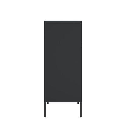Metal accent cabinet HouseOfZazla, black finish with adjustable shelves, industrial legs on Tampa Home & Garden Store