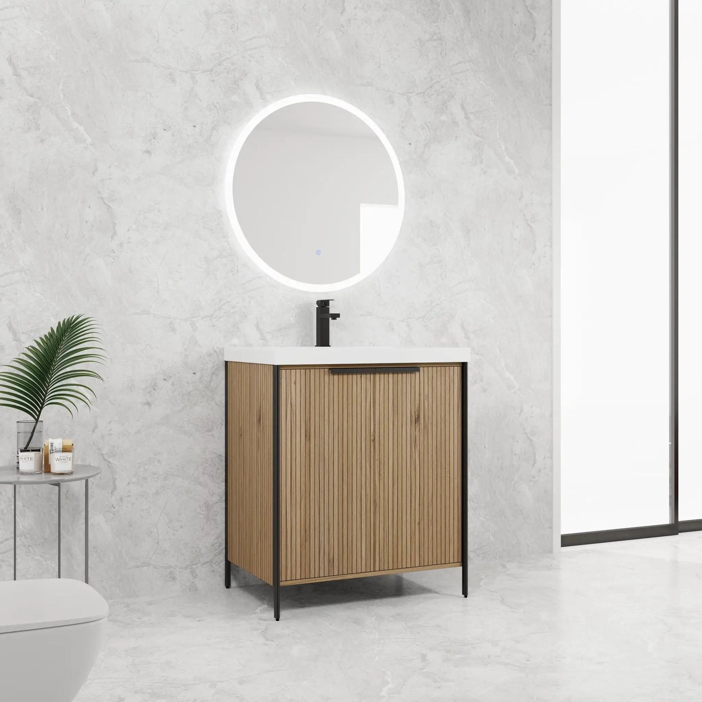 Modern Freestanding Vanity With Resin Sink