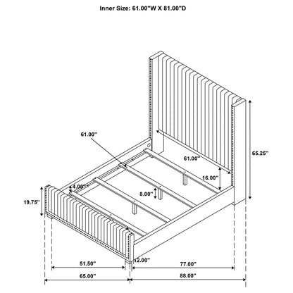 Ian Upholstered Bed with Vertical Tufting