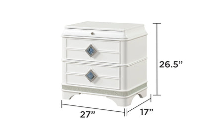 Laguna modern white 4-drawer dresser with blue crystal diamond pulls by HouseOfZazla on Tampa Home & Garden Store