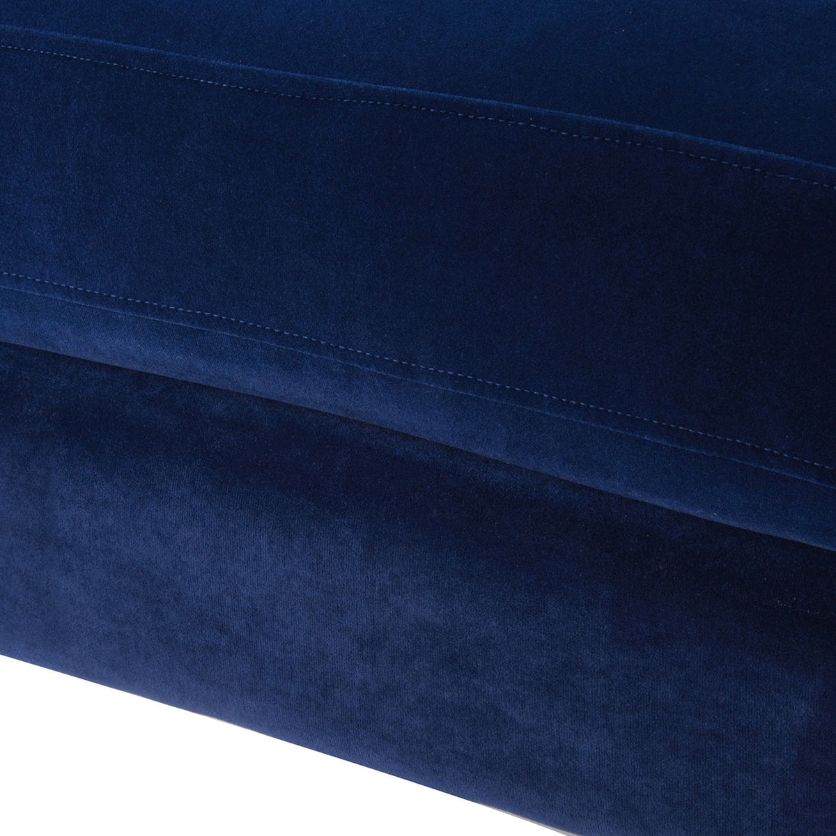 Accent Arm Chair blue velvet upholstery close-up with stitched seam detail on Tampa Home & Garden Store