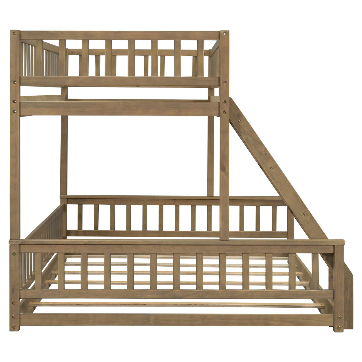 Bunk bed with ladder and guardrails in natural wood finish HouseOfZazla on Tampa Home & Garden Store