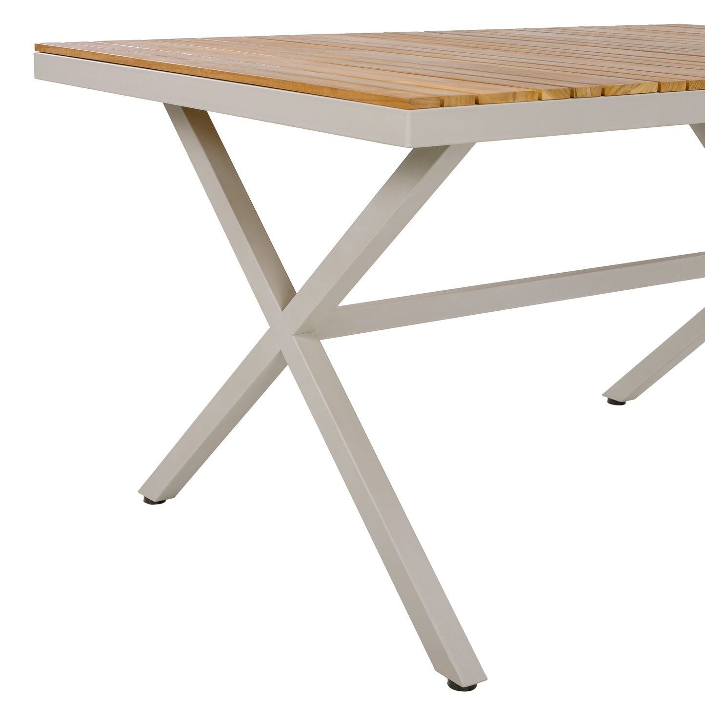 Solid Teak Outdoor Dining Table with Steel Frame