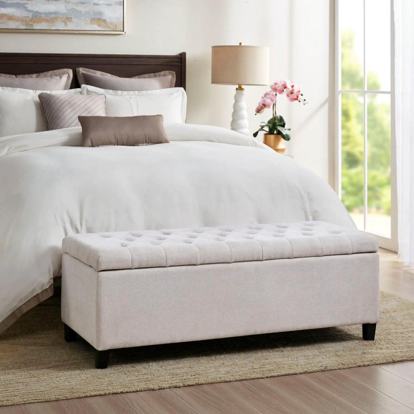 Tufted Top Storage Bench With Soft Close Lid