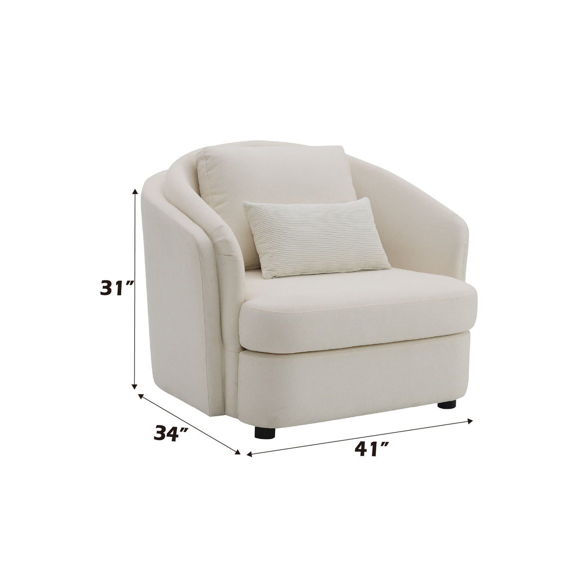 Beige linen arm chair with toss pillow, neutral upholstery, Mariko Collection by HouseOfZazla on Tampa Home & Garden Store