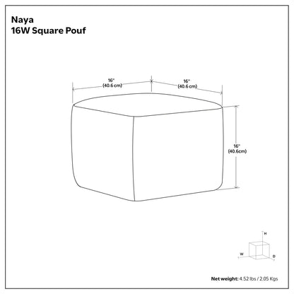 Naya Upholstered Cube Pouf 16in square accent pouf on Tampa Home & Garden Store