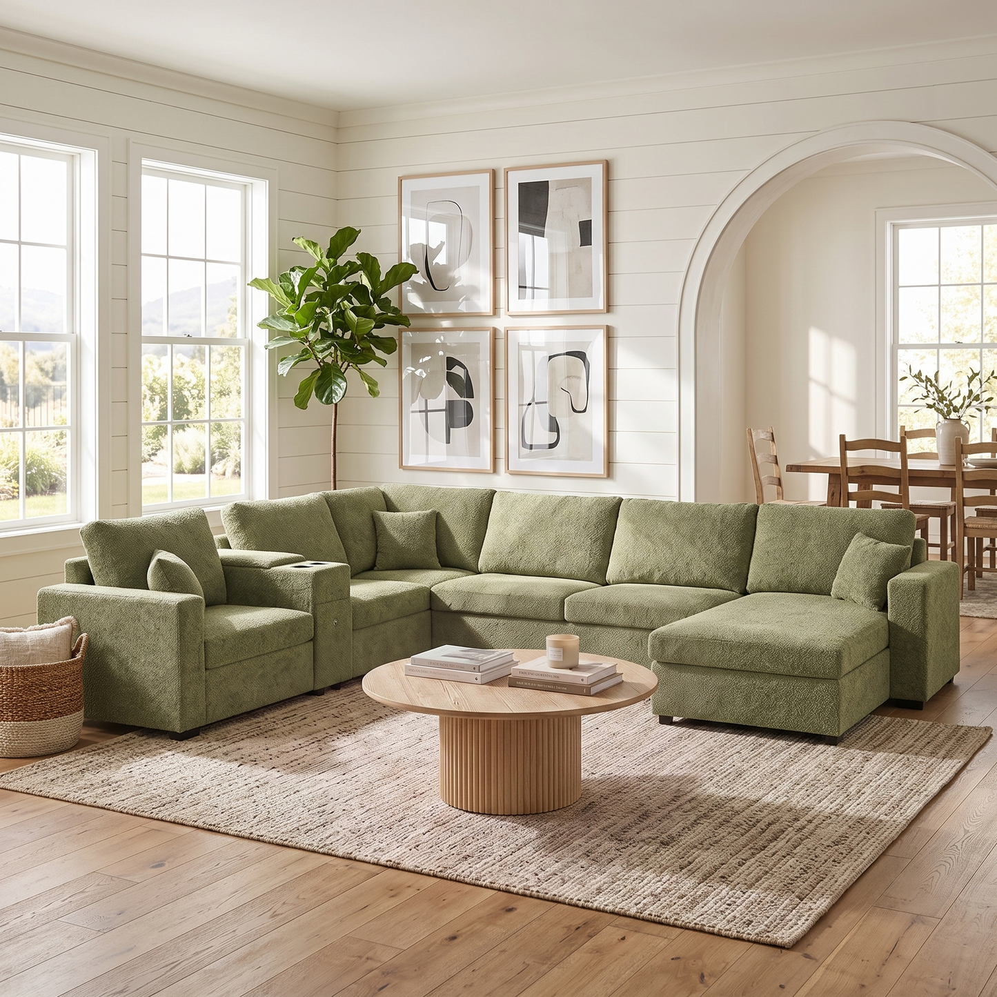 Modern 5 Seat Modular Chenille Sofa and a Couch