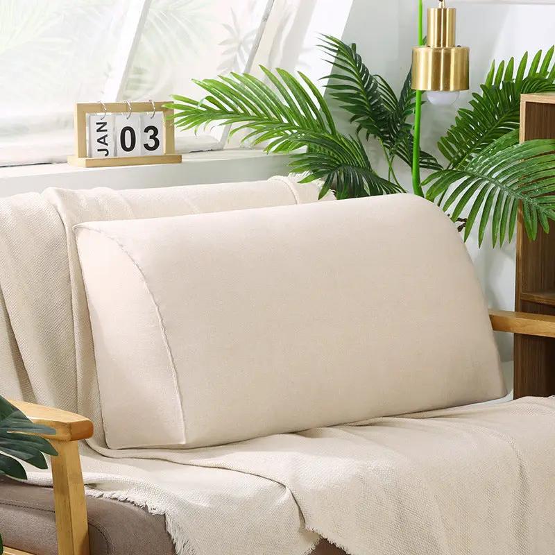 Removable And Washable Sofa Cushion beige fabric by FLIPSTYLEZLLC in a living room with greenery on Tampa Home & Garden Store