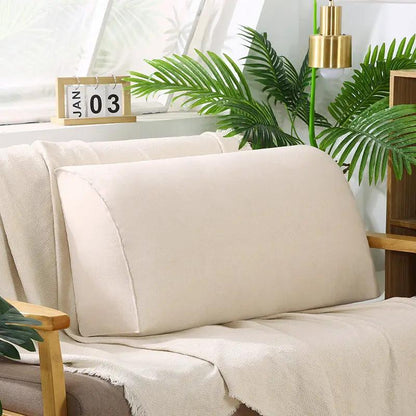 Removable And Washable Sofa Cushion beige fabric by FLIPSTYLEZLLC in a living room with greenery on Tampa Home & Garden Store