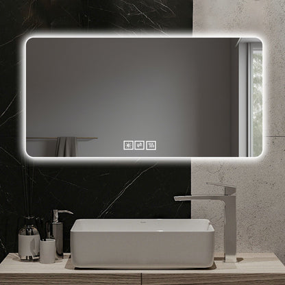 LED Bathroom Mirror with 3 Color Dimmable Backlight Pearl Silver by HouseOfZazla on Tampa Home & Garden Store