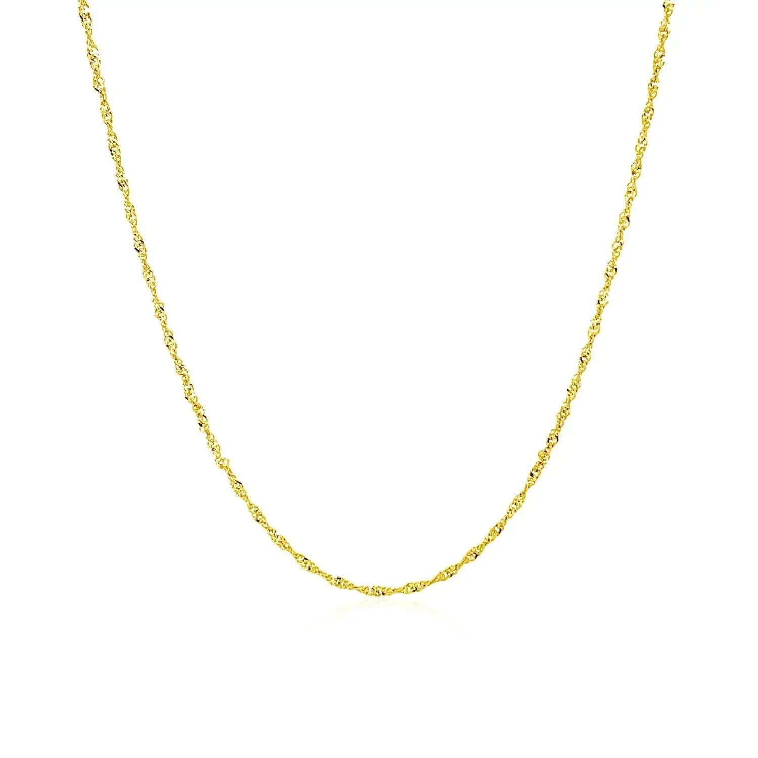 14k yellow gold Singapore chain necklace 1.0mm, delicate finish on Tampa Home & Garden Store