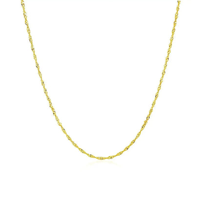 14k yellow gold Singapore chain necklace 1.0mm, delicate finish on Tampa Home & Garden Store