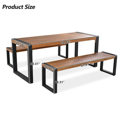Three Piece Outdoor Dining Set and Two Benches