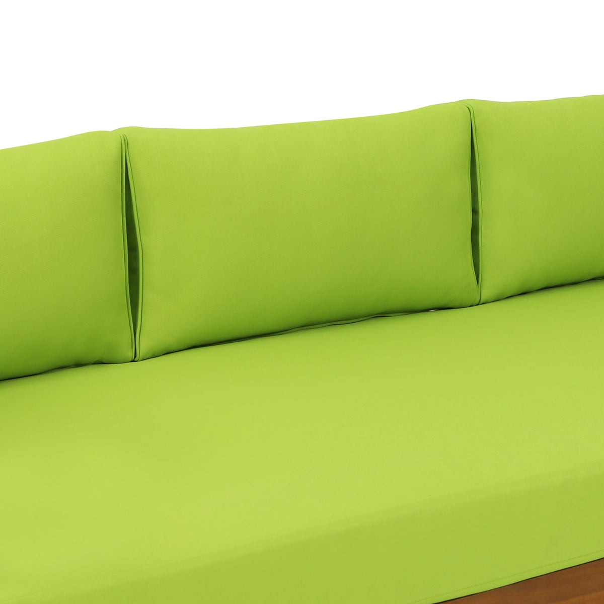 Claremont 3 Seater Daybed lime green water resistant cushions with visible seam divisions on Tampa Home & Garden Store