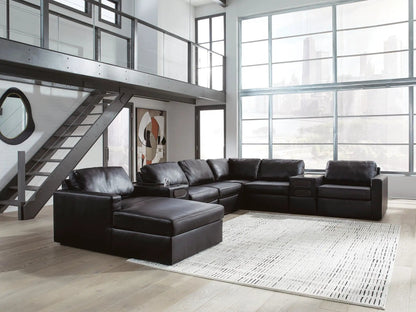 ModMax II Sectional by Unique Piece Furniture in black leather for a modern loft living room on Tampa Home & Garden Store