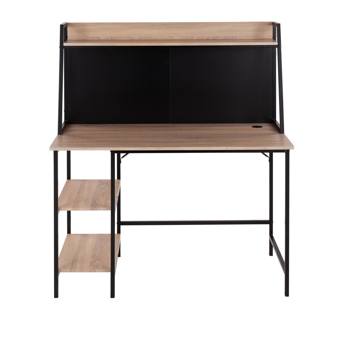 Lift Top Desk with Shelf Storage in light brown wood and black frame by HouseOfZazla on Tampa Home & Garden Store