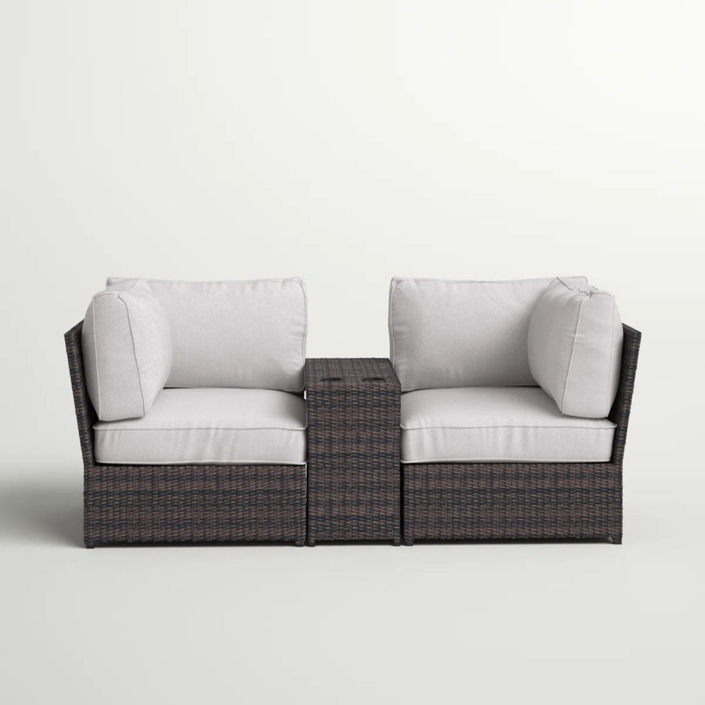 Outdoor Wicker Loveseat Set and Side Table