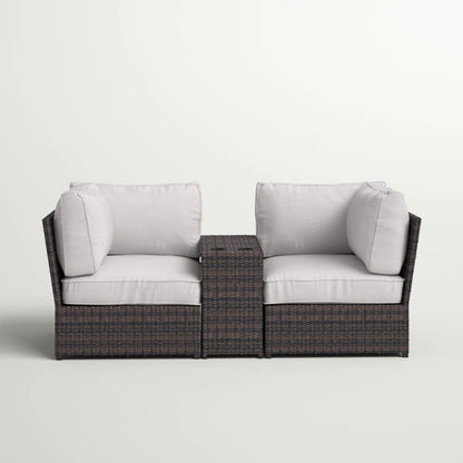 Outdoor Wicker Loveseat Set and Side Table