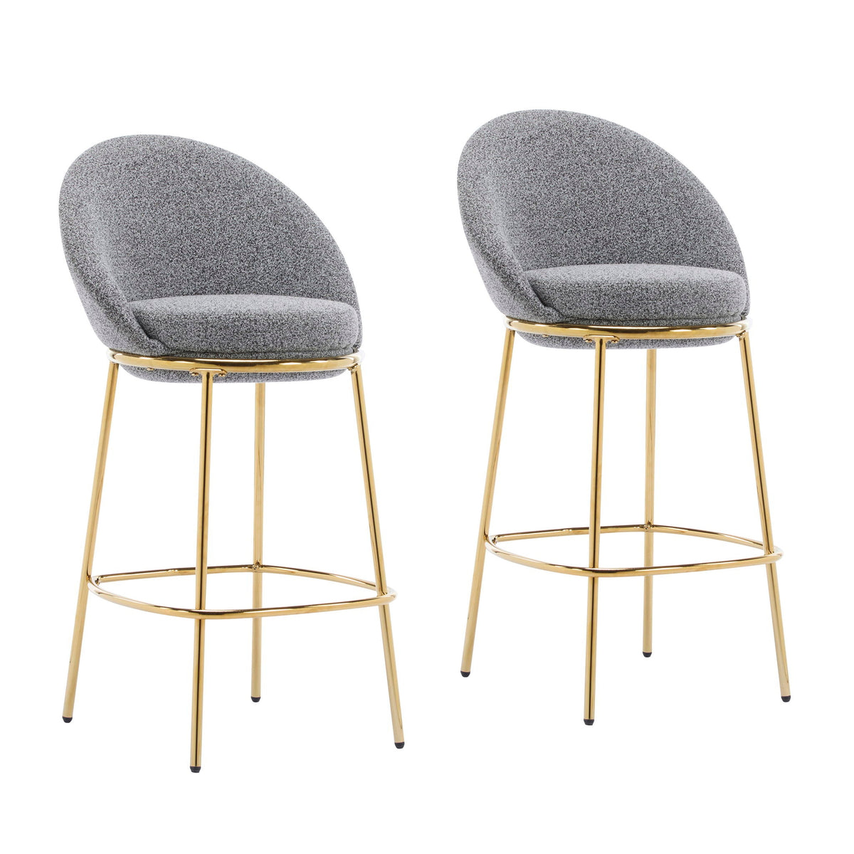Celano Upholstered Barstools set of 2 in gray tweed fabric with gold metal legs on Tampa Home & Garden Store
