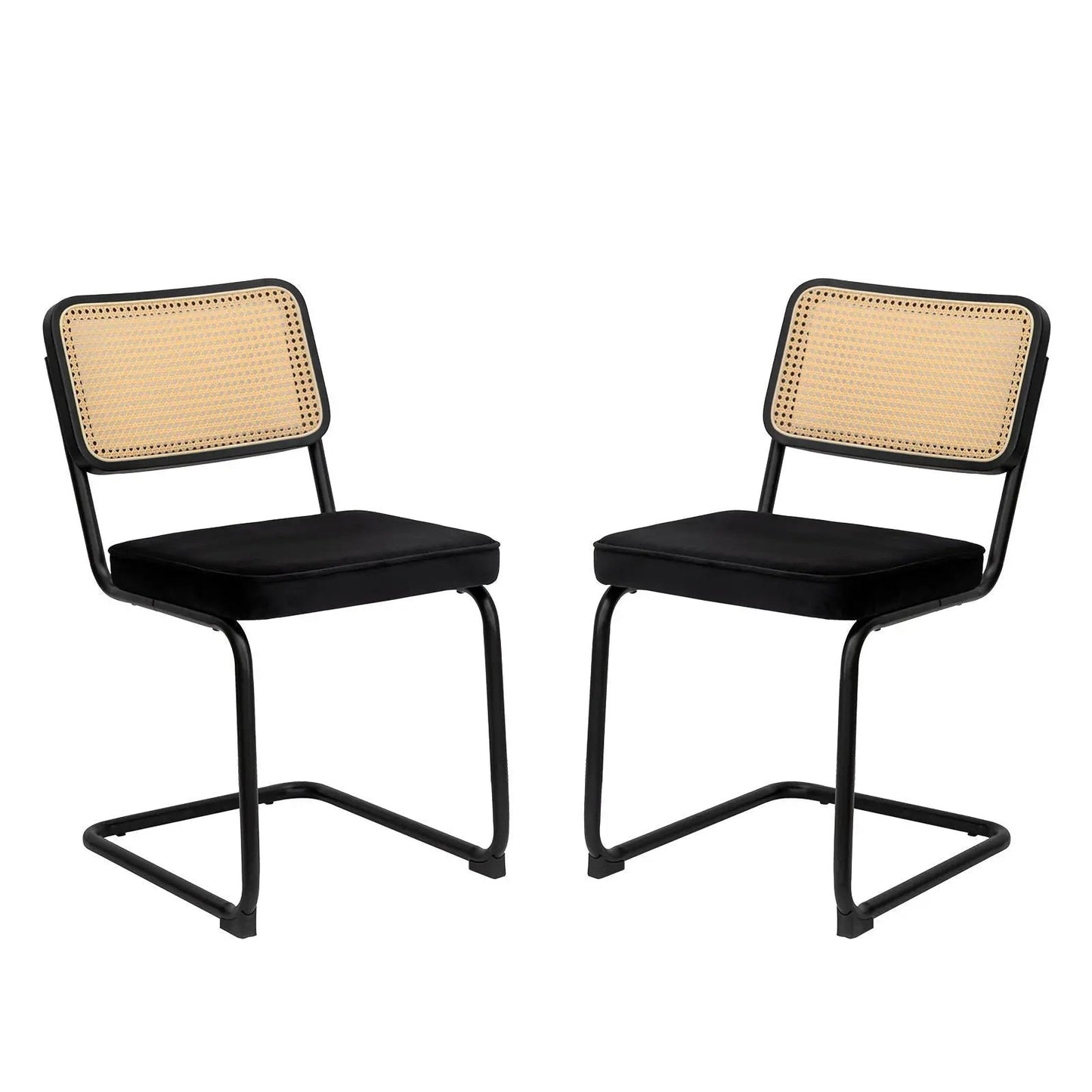 Rattan Accent Dining Chairs With Painted Legs
