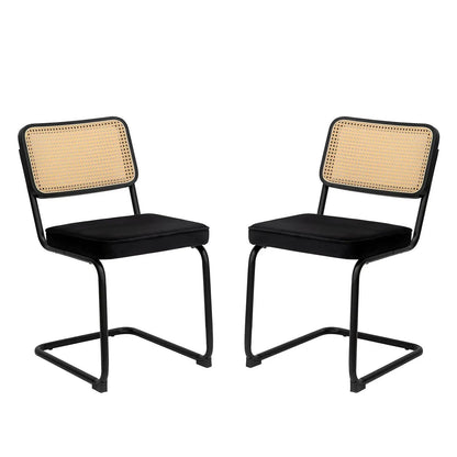 Rattan Accent Dining Chairs With Painted Legs