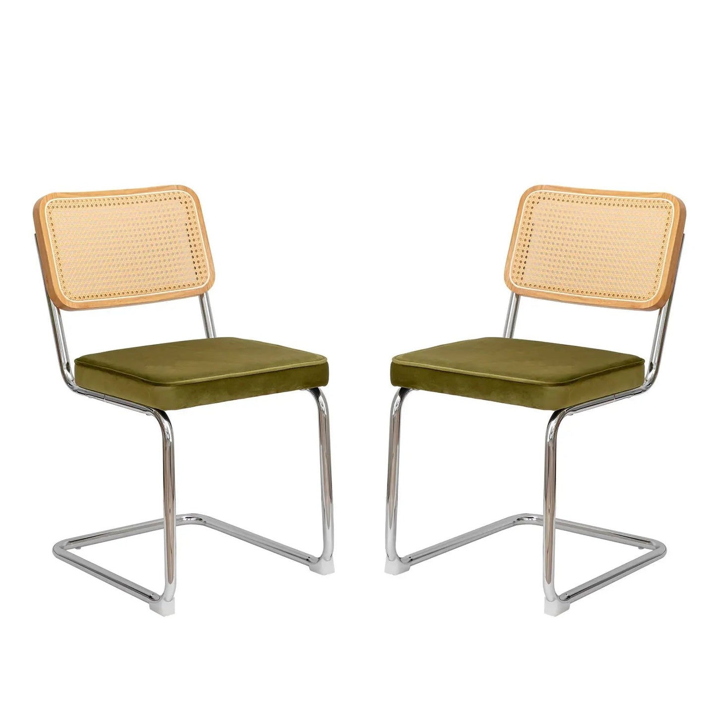 Rattan Accent Dining Chairs With Painted Legs